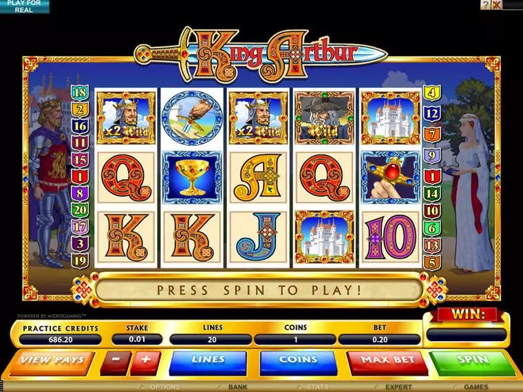  Main Screen Reels at King Arthur 5 Reel Mobile Real Slot created by Microgaming