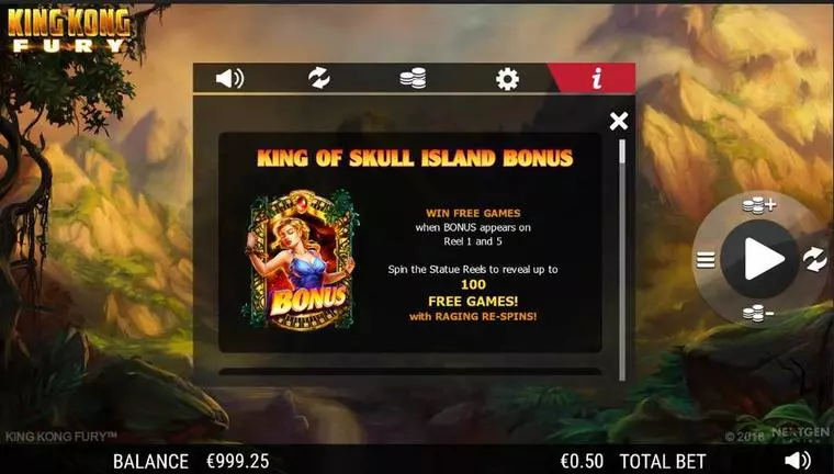  Info and Rules at King Kong Fury  5 Reel Mobile Real Slot created by NextGen Gaming
