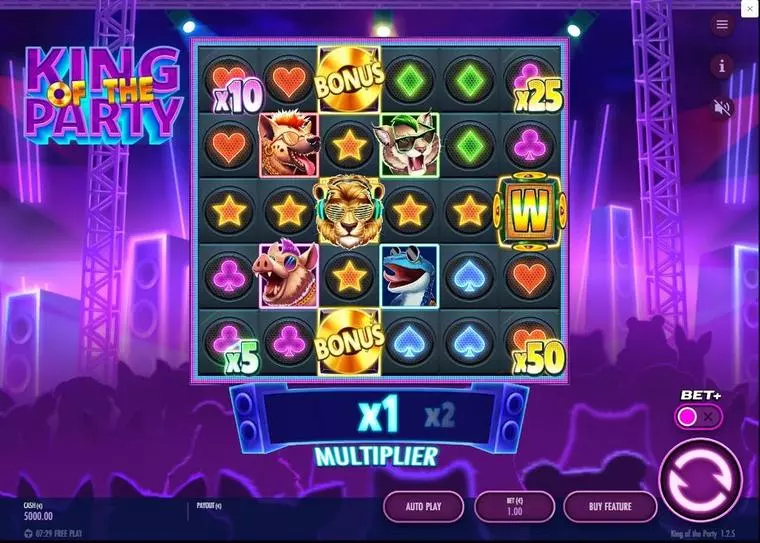  Main Screen Reels at King of the Party 6 Reel Mobile Real Slot created by Thunderkick