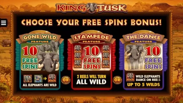  Free Spins Feature at King Tusk 5 Reel Mobile Real Slot created by Microgaming