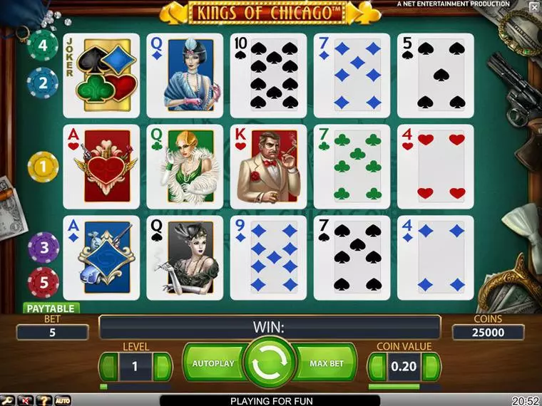  Main Screen Reels at Kings of Chicago 5 Reel Mobile Real Slot created by NetEnt