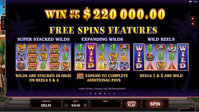  Info and Rules at Kitty Cabana 5 Reel Mobile Real Slot created by Microgaming