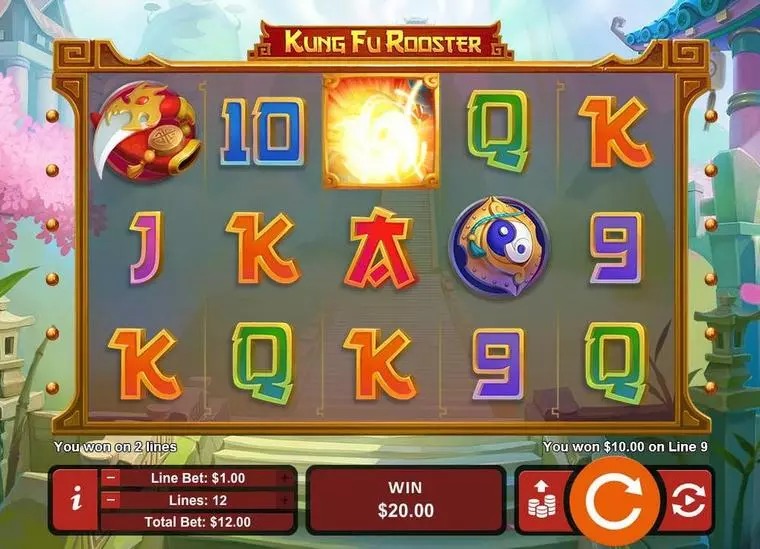  Main Screen Reels at Kung Fu Rooster 5 Reel Mobile Real Slot created by RTG
