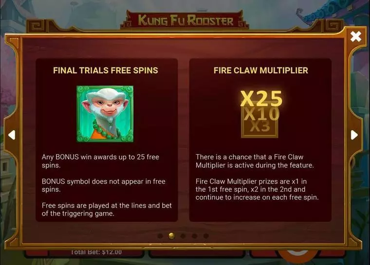  Bonus 1 at Kung Fu Rooster 5 Reel Mobile Real Slot created by RTG