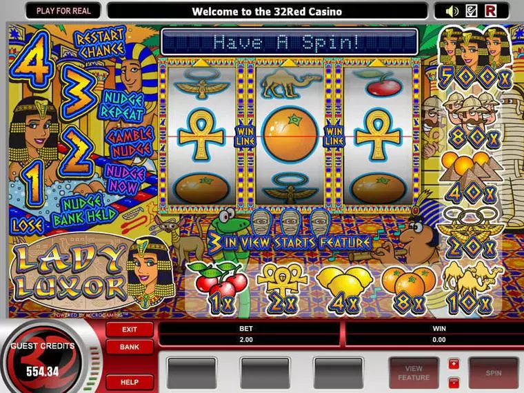  Main Screen Reels at Lady Luxor 3 Reel Mobile Real Slot created by Microgaming