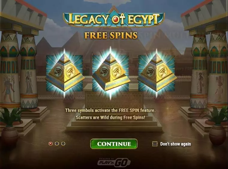 Free Spins Feature at Legacy of Egypt 5 Reel Mobile Real Slot created by Play'n GO