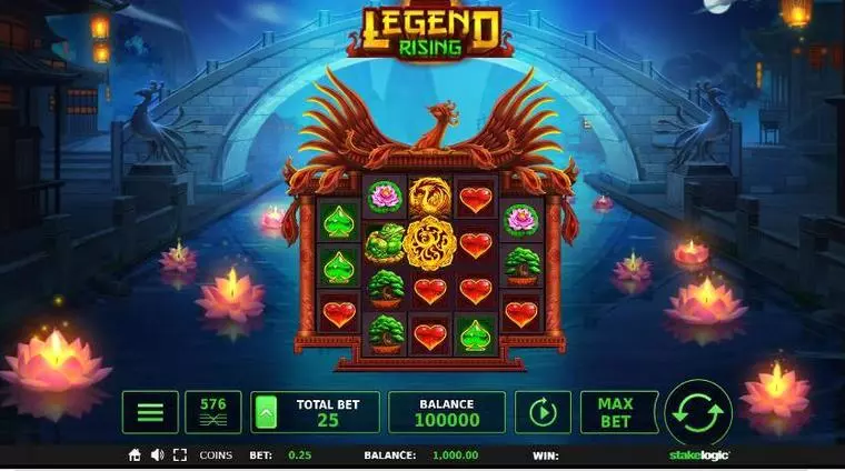  Main Screen Reels at Legend Rising 5 Reel Mobile Real Slot created by StakeLogic