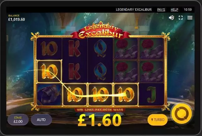  Winning Screenshot at Legendary Excalibur 5 Reel Mobile Real Slot created by Red Tiger Gaming