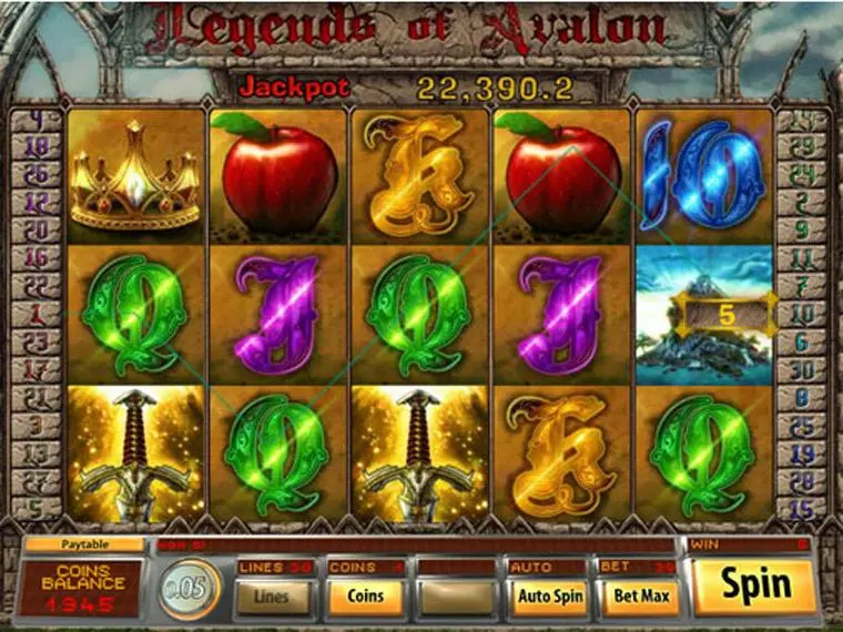  Main Screen Reels at Legends of Avalon 5 Reel Mobile Real Slot created by Saucify