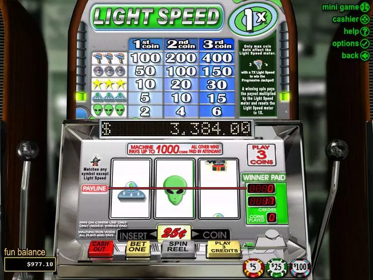  Main Screen Reels at Light Speed 3 Reel Mobile Real Slot created by RTG