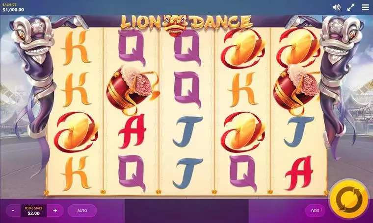  Main Screen Reels at Lion Dance 5 Reel Mobile Real Slot created by Red Tiger Gaming