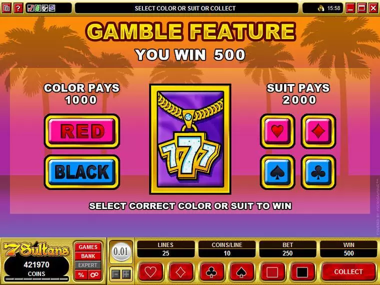  Gamble Screen at Loaded 5 Reel Mobile Real Slot created by Microgaming