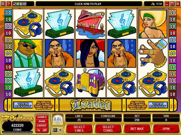  Main Screen Reels at Loaded 5 Reel Mobile Real Slot created by Microgaming