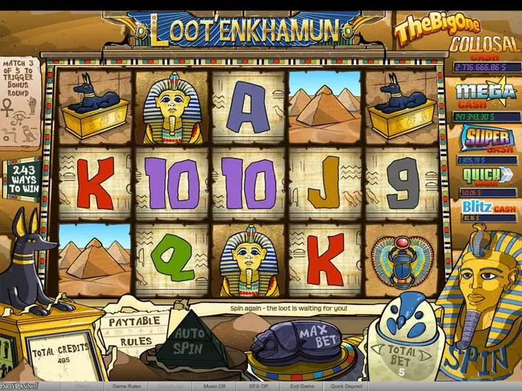  Main Screen Reels at Loot'EnKhamun 5 Reel Mobile Real Slot created by bwin.party