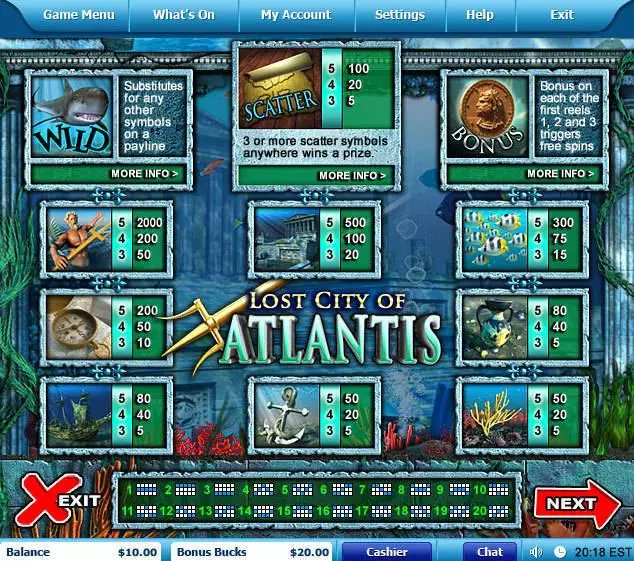  Info and Rules at Lost City of Atlantis 5 Reel Mobile Real Slot created by Leap Frog