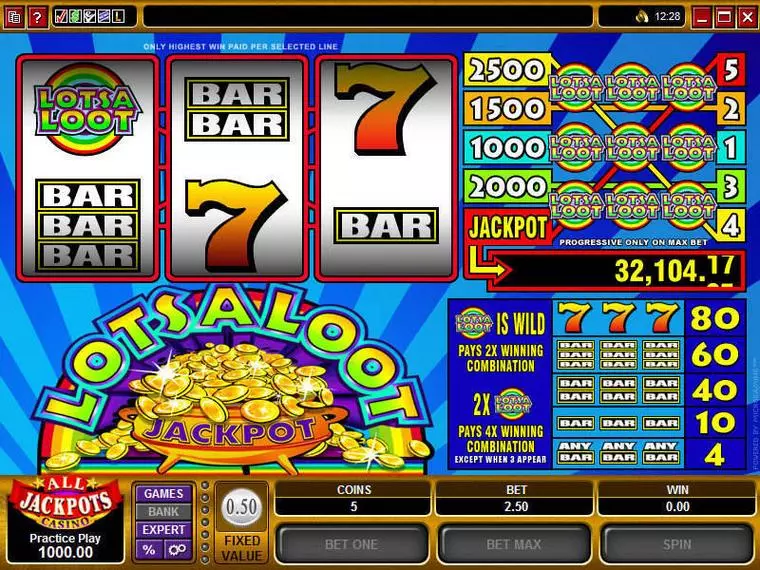 Main Screen Reels at Lots A Loot 3 Reel Mobile Real Slot created by Microgaming