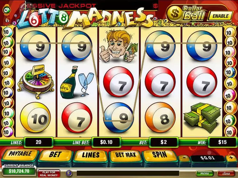  Main Screen Reels at Lotto Madness 5 Reel Mobile Real Slot created by PlayTech