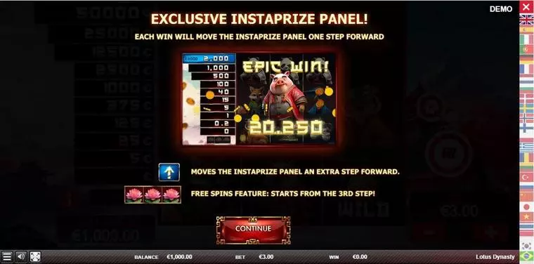  Introduction Screen at Lotus Dynasty 3 Reel Mobile Real Slot created by Red Rake Gaming