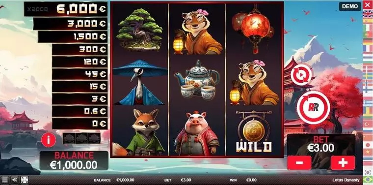  Main Screen Reels at Lotus Dynasty 3 Reel Mobile Real Slot created by Red Rake Gaming