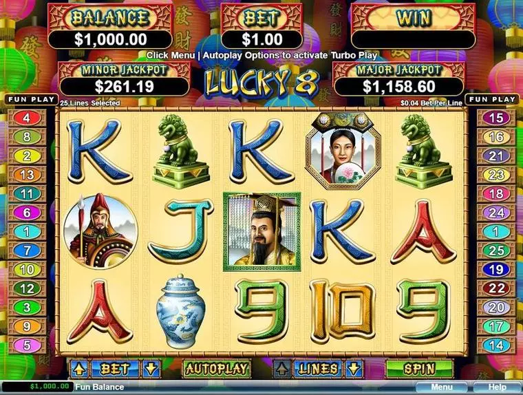  Main Screen Reels at Lucky 8  5 Reel Mobile Real Slot created by RTG