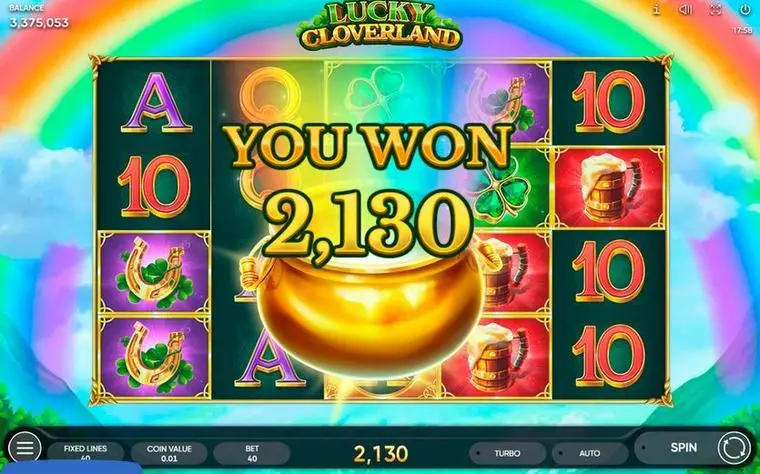  Winning Screenshot at Lucky Cloverland 5 Reel Mobile Real Slot created by Endorphina