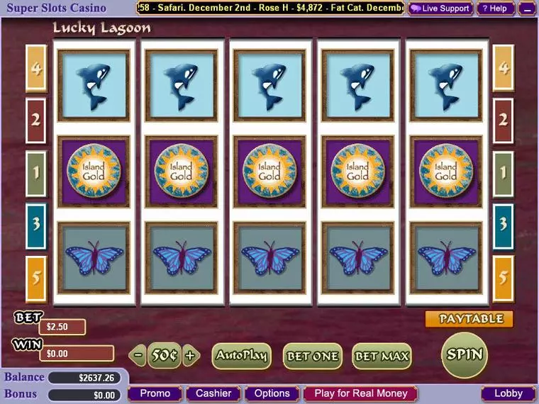  Main Screen Reels at Lucky Lagoon 5 Reel Mobile Real Slot created by Vegas Technology