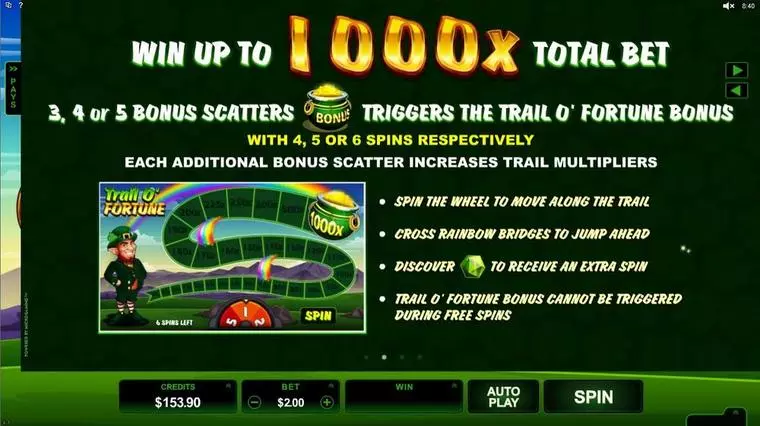  Info and Rules at Lucky Leprechaun 5 Reel Mobile Real Slot created by Microgaming
