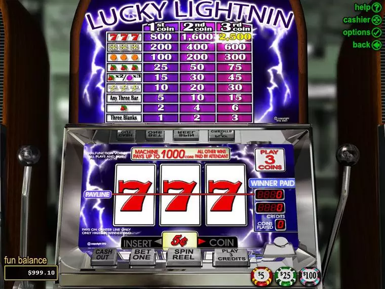  Main Screen Reels at Lucky Lightnin 3 Reel Mobile Real Slot created by RTG