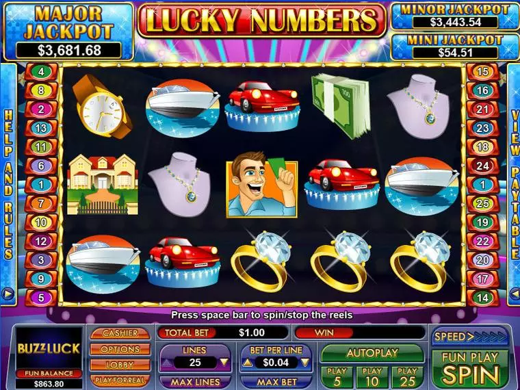  Main Screen Reels at Lucky Numbers 5 Reel Mobile Real Slot created by NuWorks