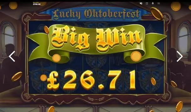  Winning Screenshot at Lucky Oktoberfest 5 Reel Mobile Real Slot created by Red Tiger Gaming