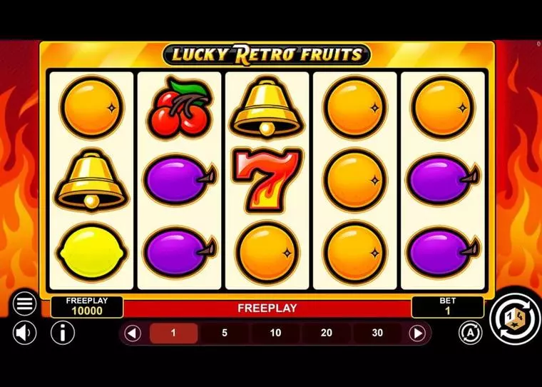  Main Screen Reels at Lucky Retro Fruits 5 Reel Mobile Real Slot created by 1Spin4Win