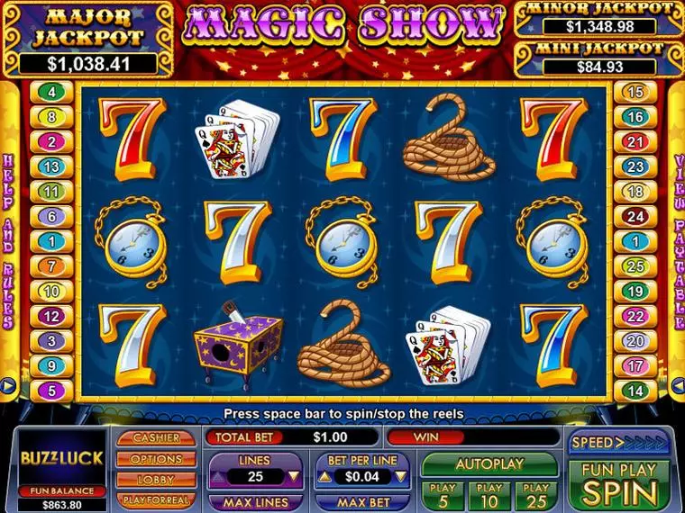  Main Screen Reels at Magic Show 5 Reel Mobile Real Slot created by NuWorks