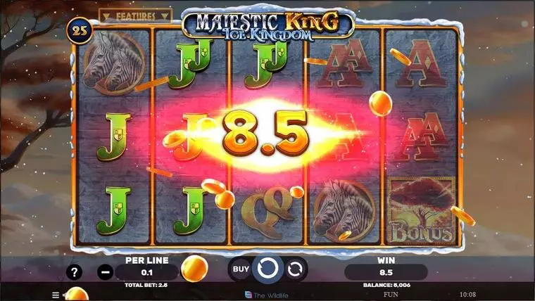  Winning Screenshot at Majestic King- Ice Kingdom 5 Reel Mobile Real Slot created by Spinomenal