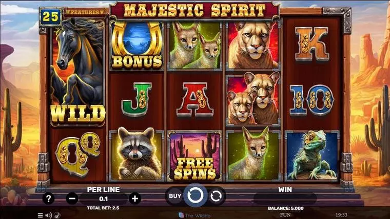  Main Screen Reels at Majestic Spirit 5 Reel Mobile Real Slot created by Spinomenal