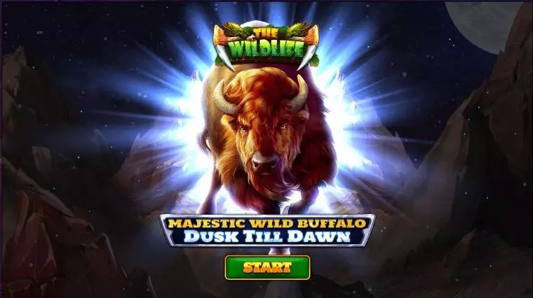  Introduction Screen at Majestic Wild Buffalo – Dusk Till Dawn 5 Reel Mobile Real Slot created by Spinomenal