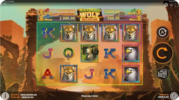  Main Screen Reels at Majestic Wolf 5 Reel Mobile Real Slot created by Mancala Gaming