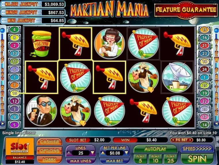  Main Screen Reels at Martian Mania 5 Reel Mobile Real Slot created by NuWorks