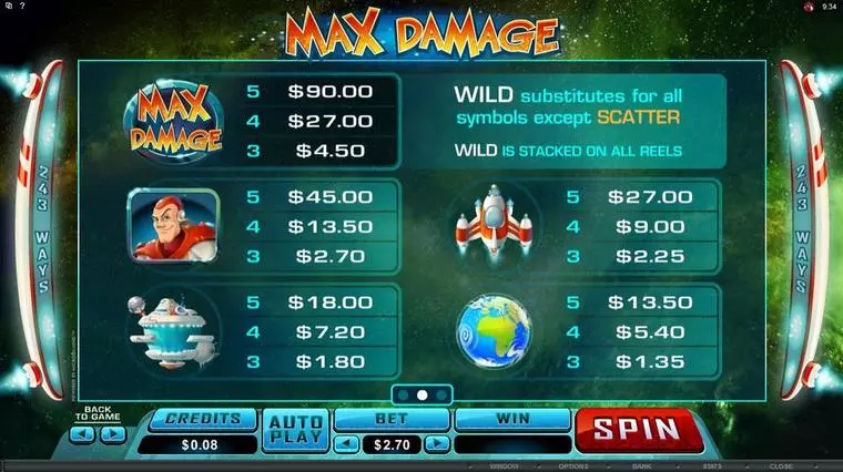   at Max Damage 5 Reel Mobile Real Slot created by Microgaming