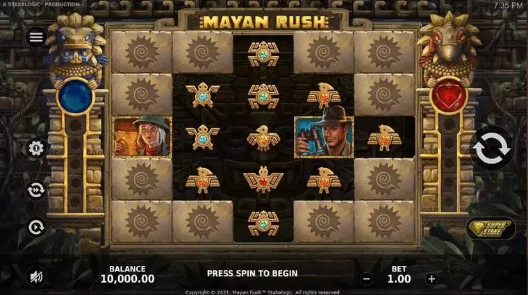  Main Screen Reels at Mayan Rush 5 Reel Mobile Real Slot created by StakeLogic