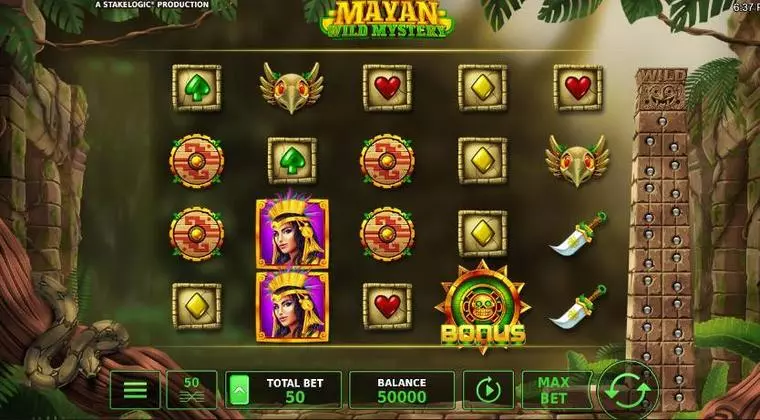  Main Screen Reels at Mayan Wild Mystery 5 Reel Mobile Real Slot created by StakeLogic