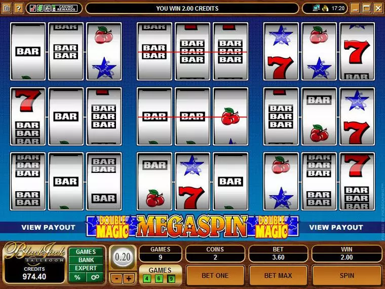  Main Screen Reels at Mega Spin - Double Magic 3 Reel Mobile Real Slot created by Microgaming