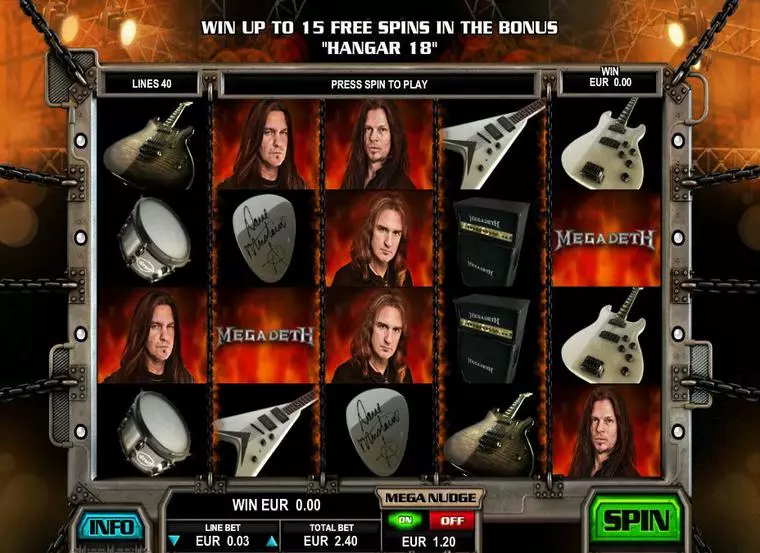  Main Screen Reels at Megadeth 5 Reel Mobile Real Slot created by Leander Games