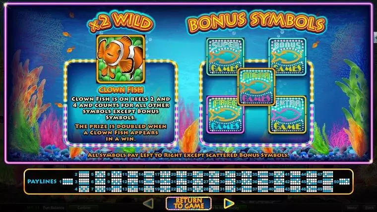  Info and Rules at Megaquarium 5 Reel Mobile Real Slot created by RTG
