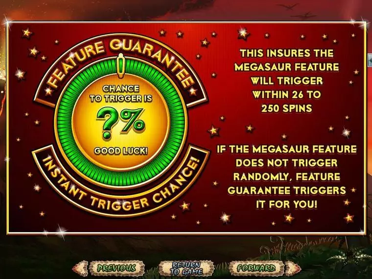  Info and Rules at Megasaur 5 Reel Mobile Real Slot created by RTG