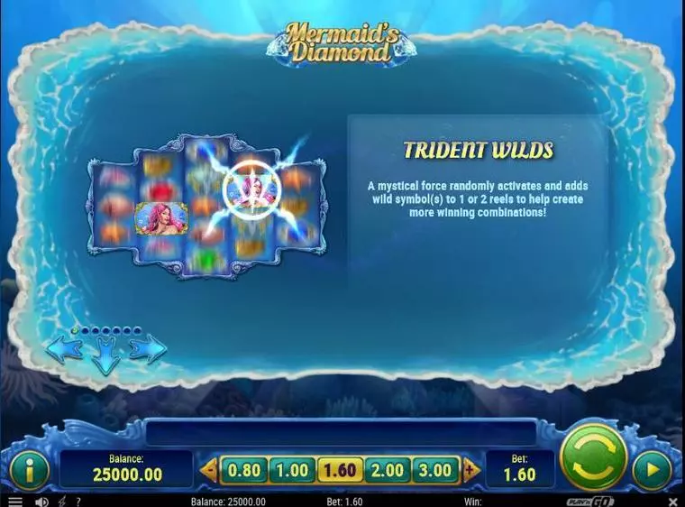  Bonus 1 at Mermaid's Diamonds 5 Reel Mobile Real Slot created by Play'n GO