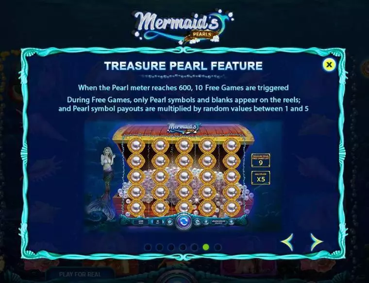  Bonus 1 at Mermaid's Pearls 5 Reel Mobile Real Slot created by RTG