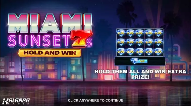 Introduction Screen at Miami Sunset 7s Hold and Win 5 Reel Mobile Real Slot created by Kalamba Games