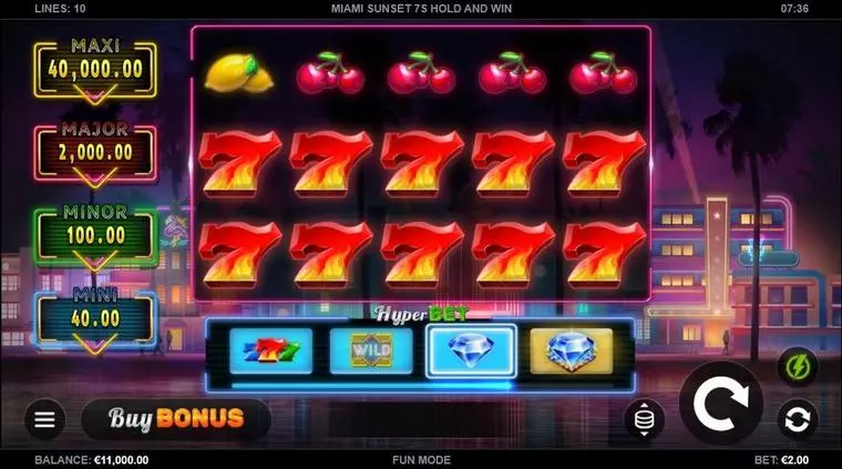  Main Screen Reels at Miami Sunset 7s Hold and Win 5 Reel Mobile Real Slot created by Kalamba Games