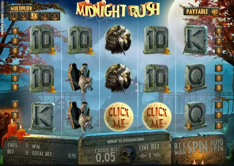  Main Screen Reels at Midnight Rush 5 Reel Mobile Real Slot created by Sheriff Gaming