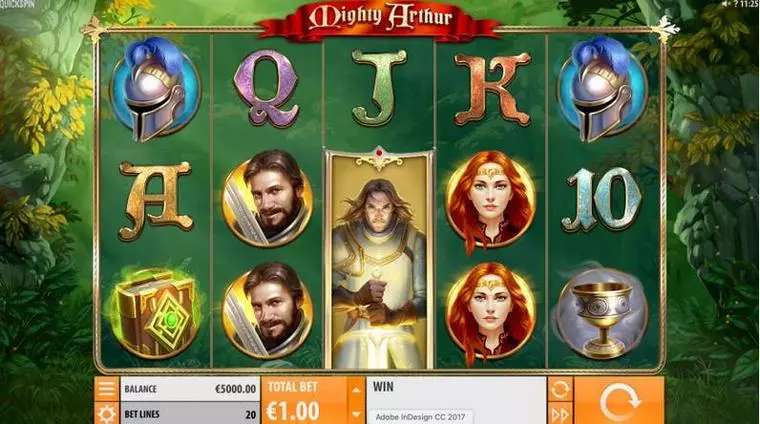  Main Screen Reels at Mighty Arthur 5 Reel Mobile Real Slot created by Quickspin